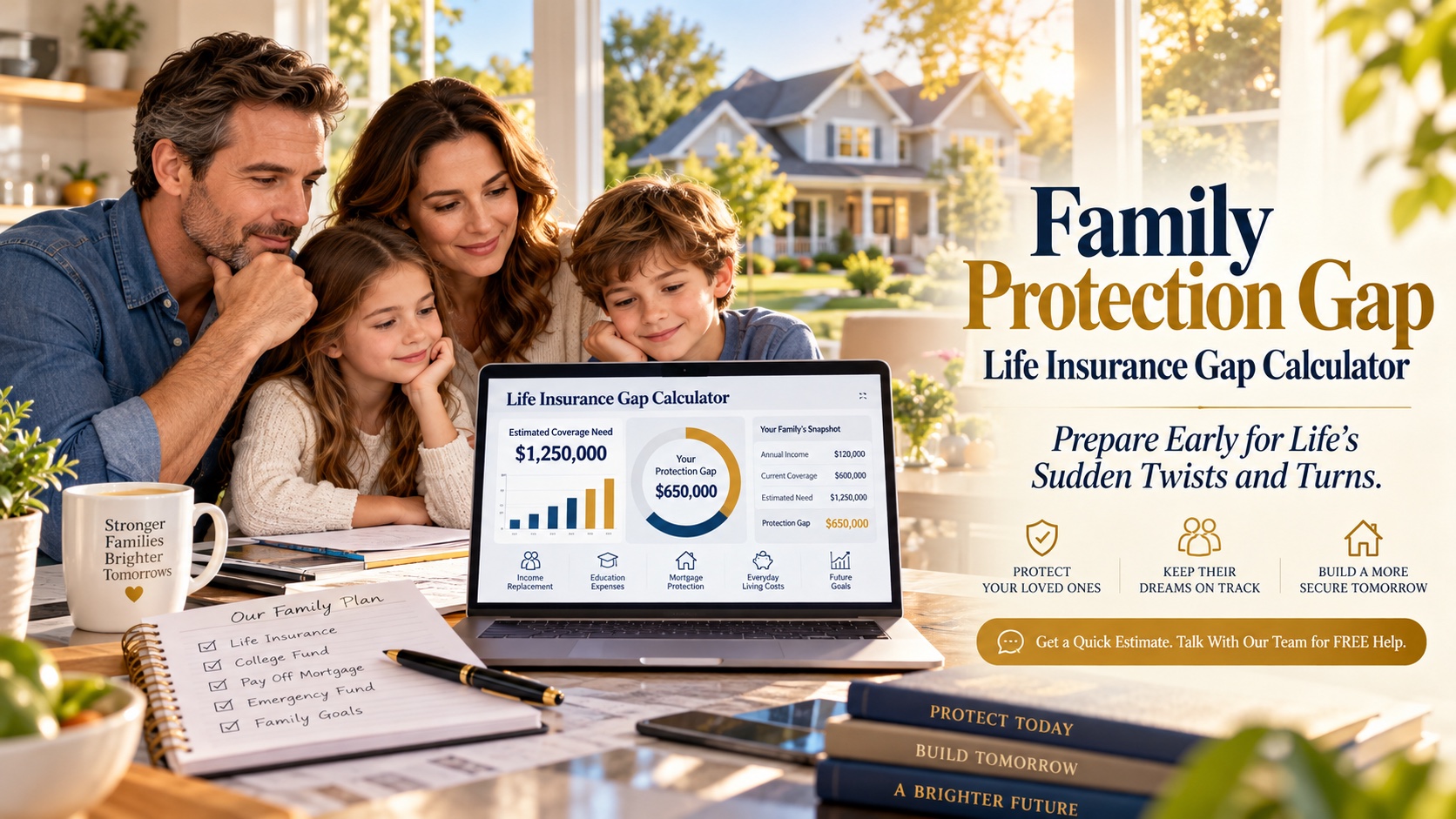 Family Protection Gap Life Insurance Gap Calculator: prepare early for life's sudden twists and turns.